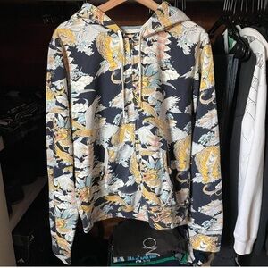 VTG Y2K lucky brand zip hoodie sweatshirt asian art print tiger dragon bird